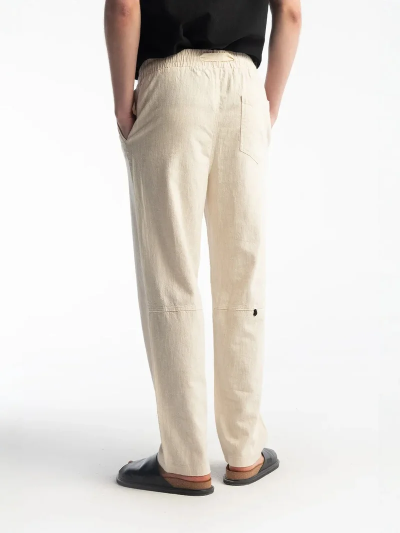 Giesto Beige Natural GIESTO Straight Leg Pants with Drawstring Waist for Men | Best Price UAE